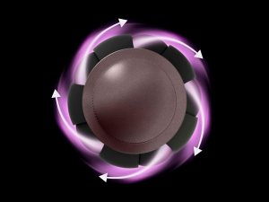 Top view of Conical Airwrap barrel with arrows showing airflow